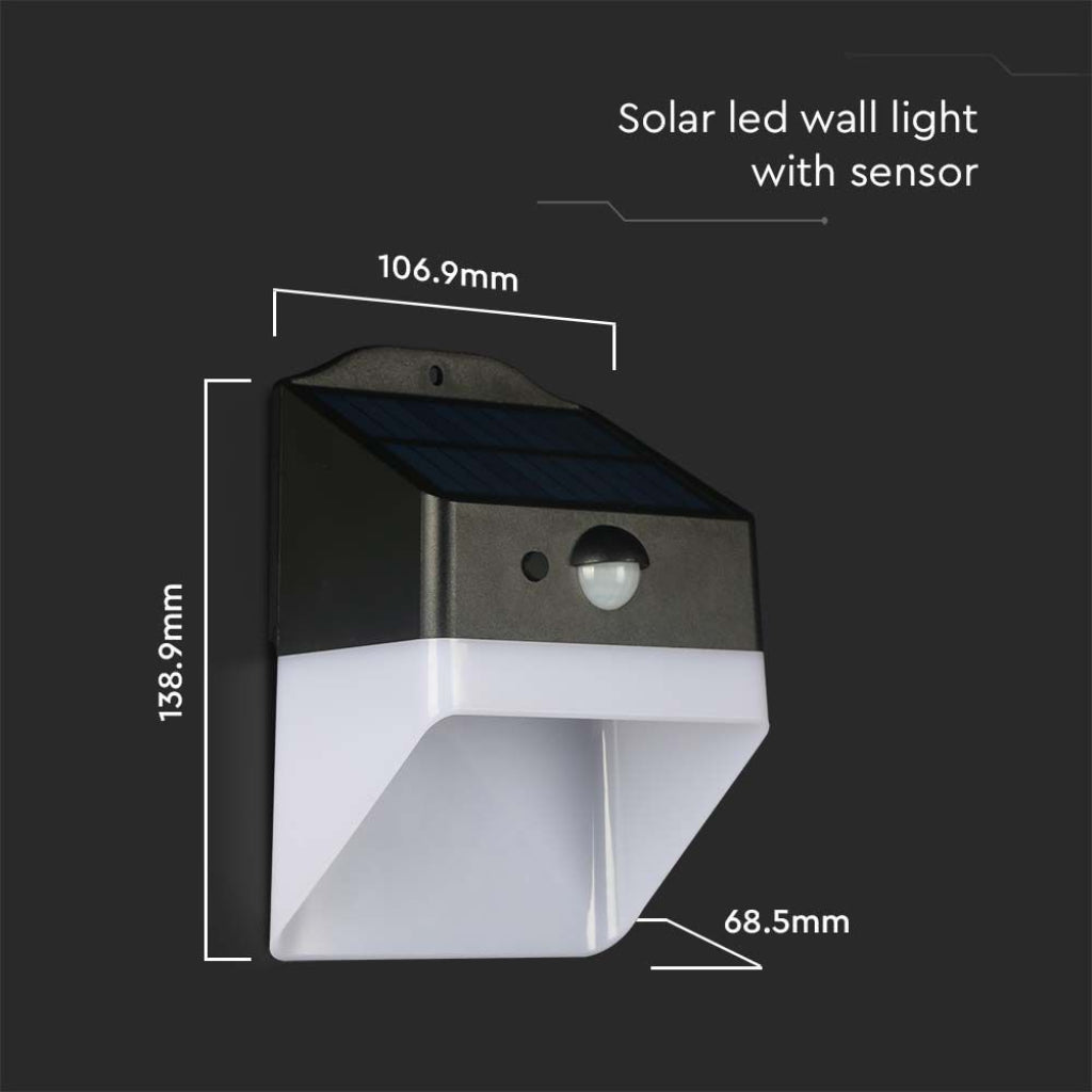 V-TAC Lampada LED da Giardino con Pannello solare e Sensore 2W Corpo Nero e Bianco CCT 4000K IP65 V-TAC Lampada LED da Giardino con Pannello solare e Sensore 2W Corpo Nero e Bianco CCT 4000K IP65